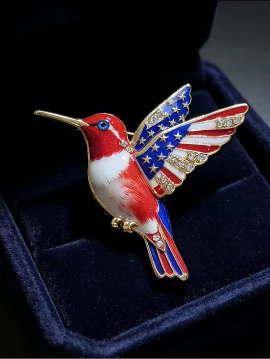 Anthropologie Jewelry - Anthropologie Red, White & Blue Hummingbird Pin